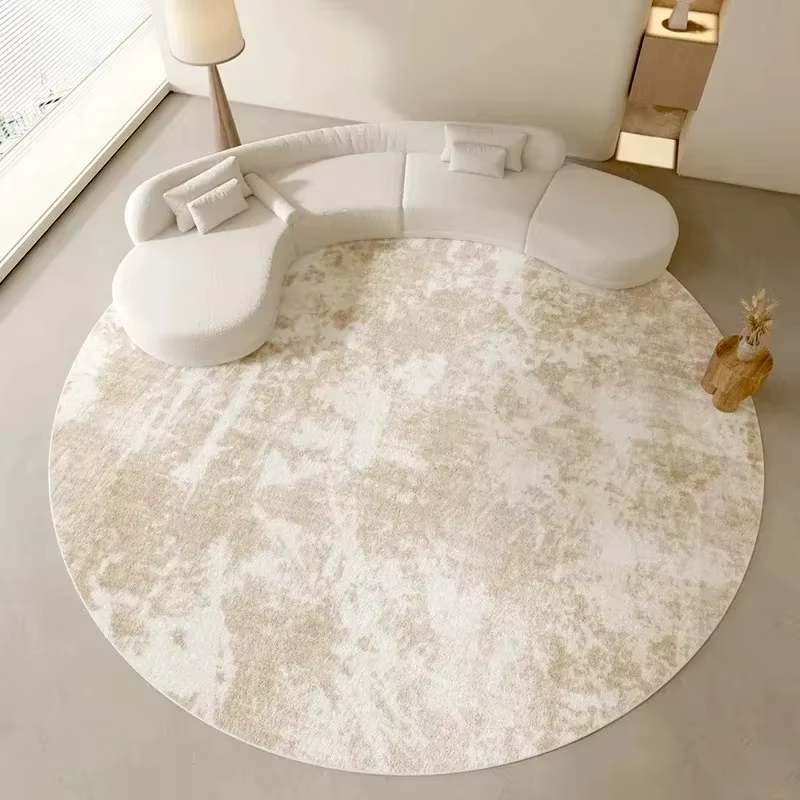 Tapis rond à Texture abstraite beige