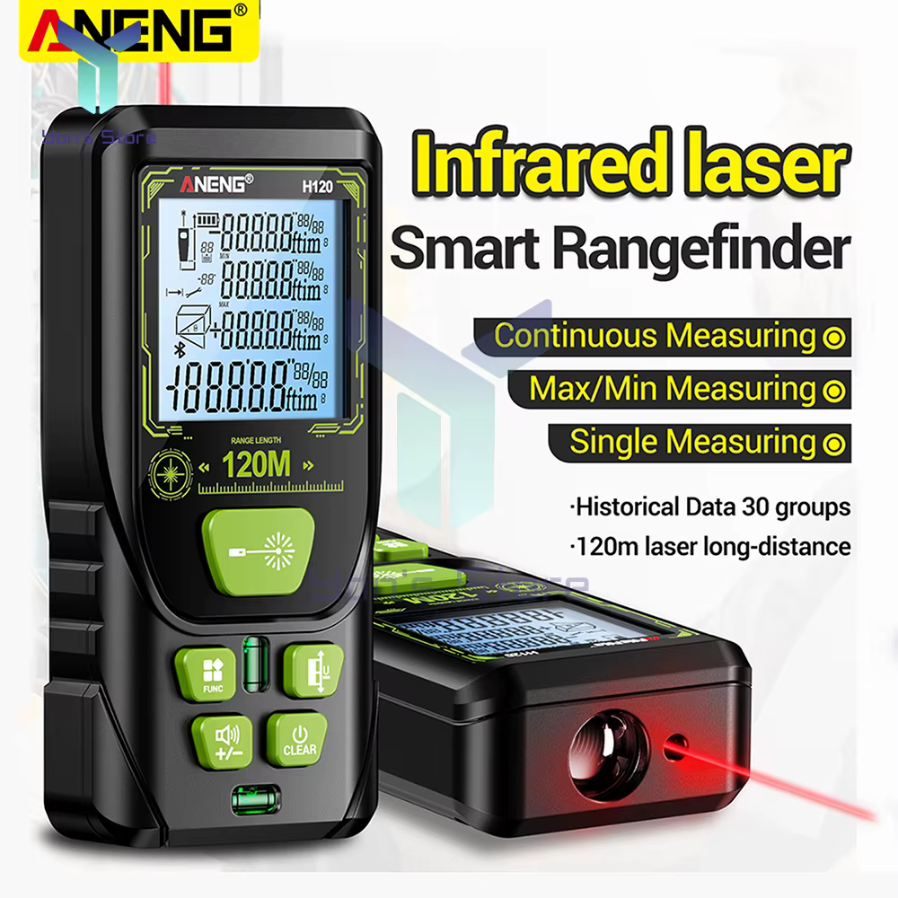 Télémètre laser professionnel rétroéclairé avec mode double base, outil de mesure de distance portable haute précision pour usage intérieur et extérieur