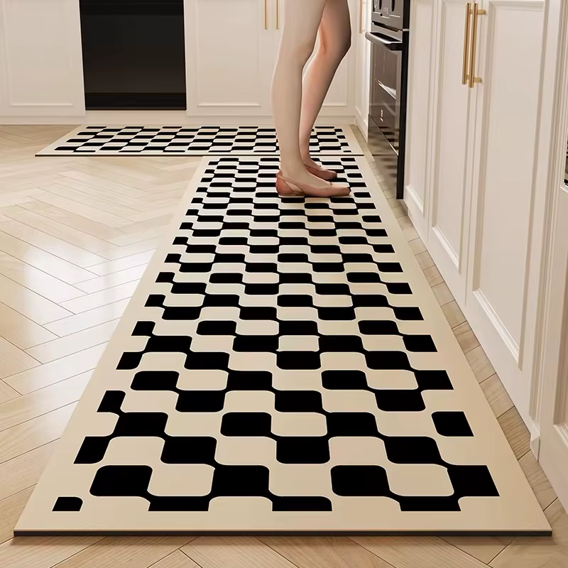 Tapis Long de cuisine à carreaux