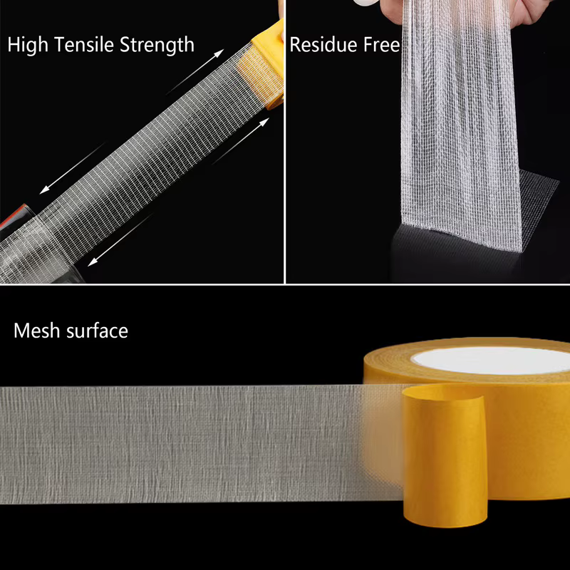 Ruban adhésif double face de haute qualité et super résistant, ruban adhésif pour tapis semi-transparent, résistant à l'eau et sans trace, pour usage intensif.