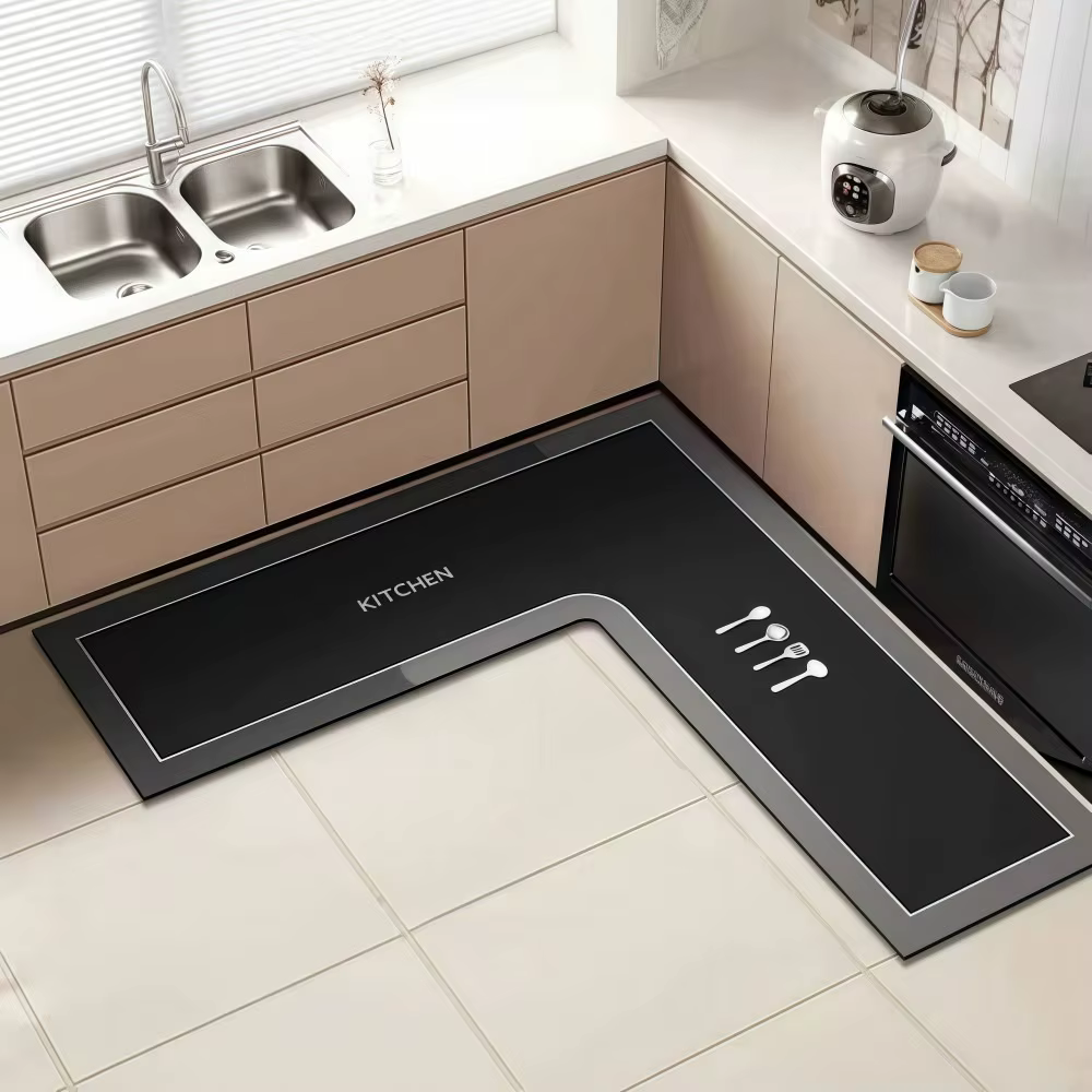Tapis d'angle de cuisine de luxe en forme de L