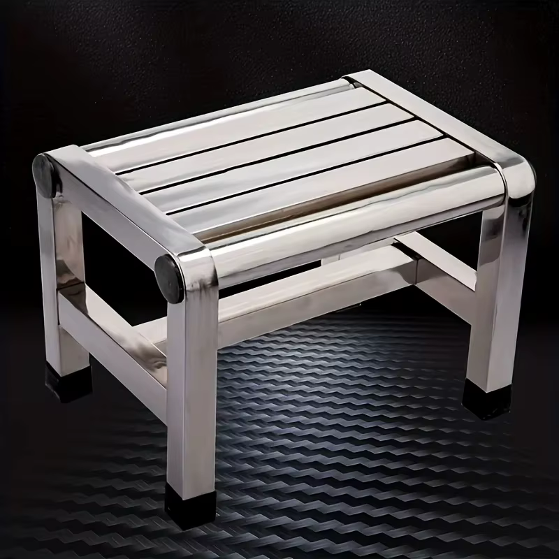 Tabouret carré multifonctionnel en acier inoxydable - Imperméable, antidérapant, épais et durable, adapté à une utilisation en intérieur et en extérieur.