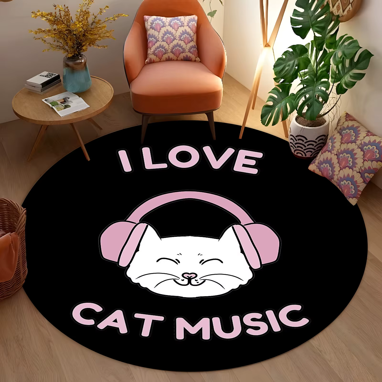 Tapis rond de musique personnalisé en flanelle douce