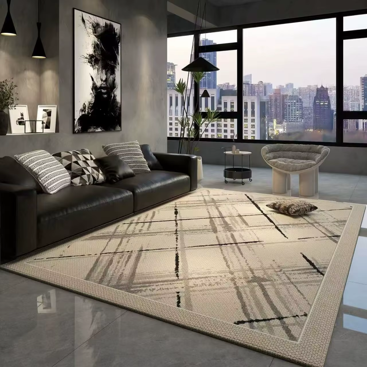Grands tapis géométriques de luxe légers