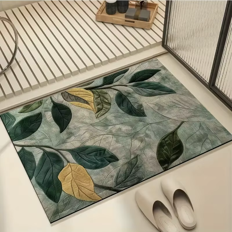 Tapis de sol visuel tridimensionnel plante verte
