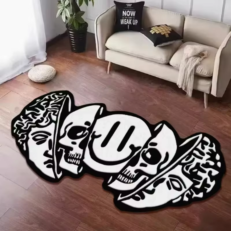 VIKAMA Tapis de sol créatif en forme de crâne