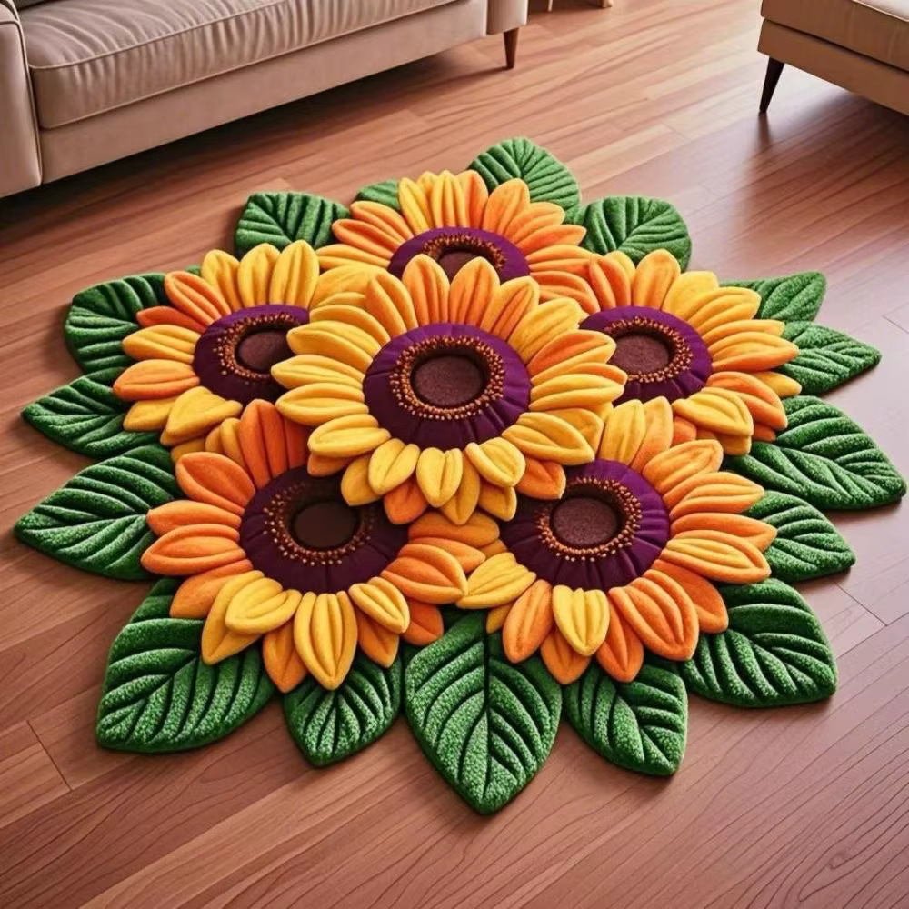 Tapis de sol en forme de tournesol durable