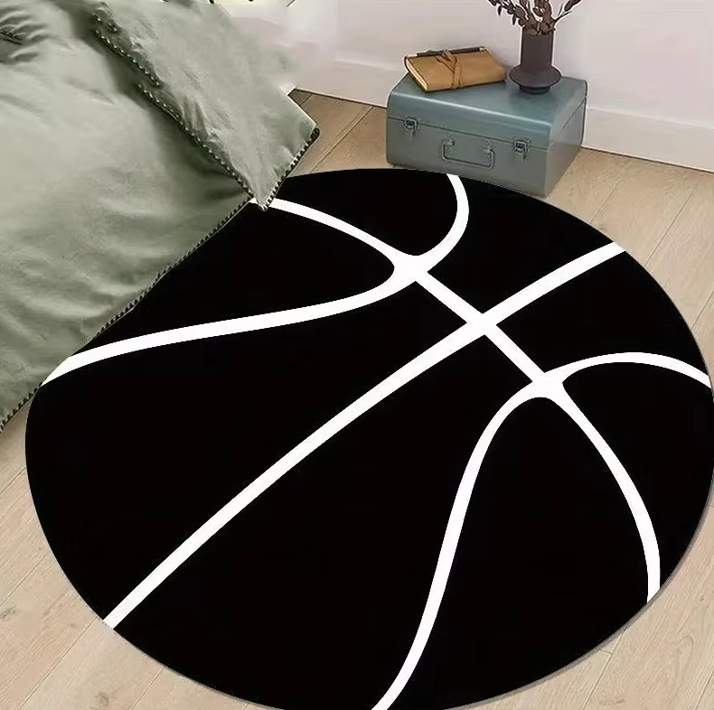 Tapis créatif noir et blanc à motif lettres pour chambre à coucher