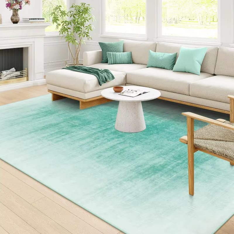 Tapis de salon rétro bleu méditerranéen