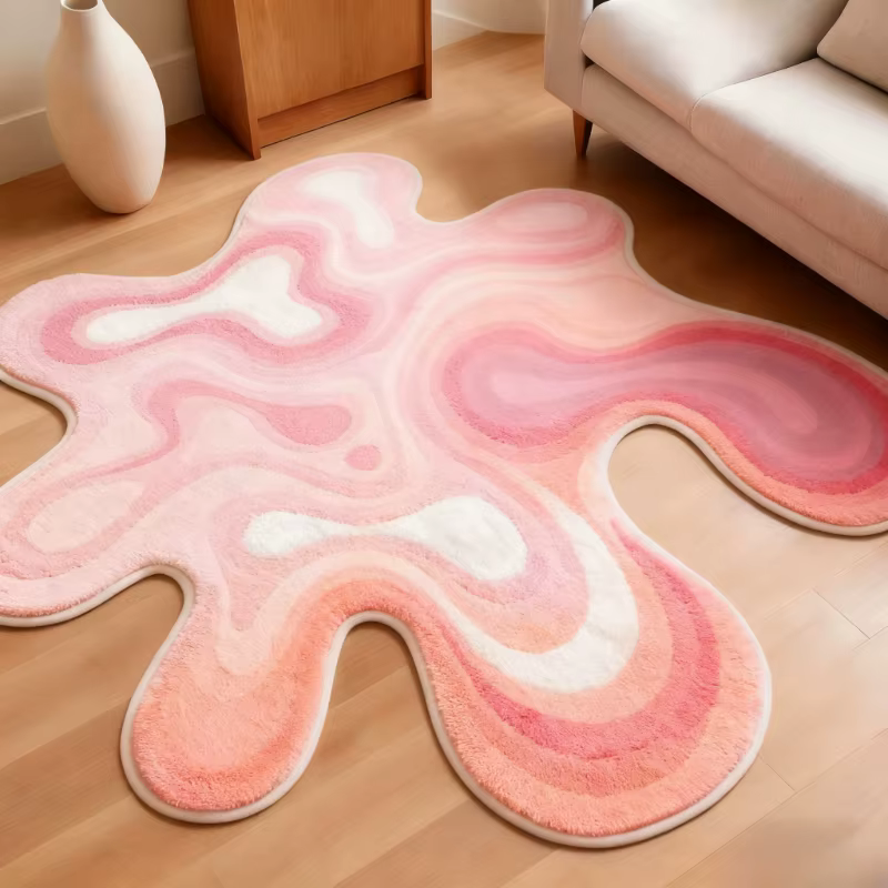 Tapis de forme irrégulière pour chambre à coucher