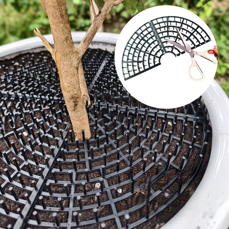 Grille de protection de sol pour pot de plantes à double usage