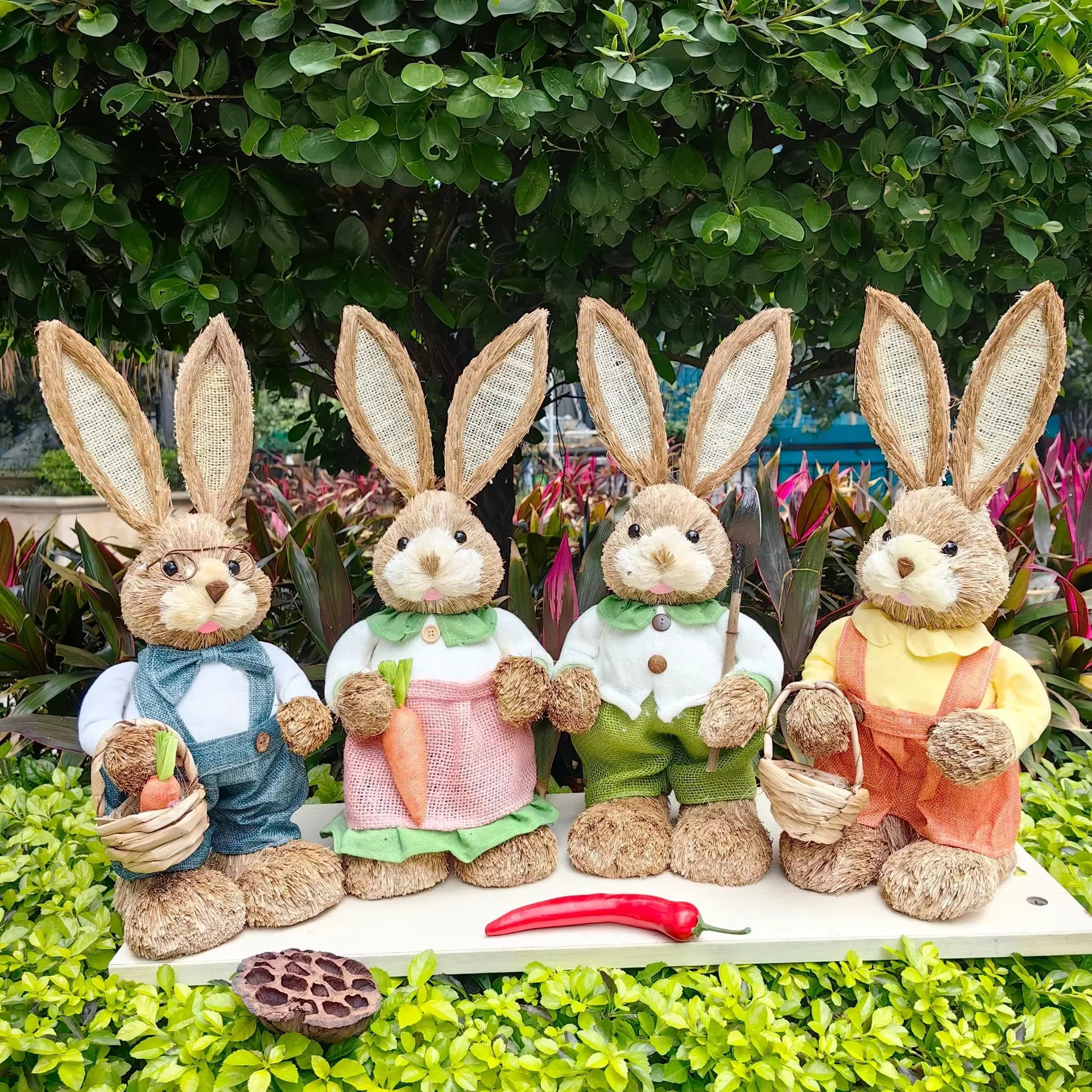 Décoration de lapin de pâques, figurine de lapin, ornement artisanal en queue de chat, vacances à la maison, lapin mignon, décoration de maison, lapin de pâques