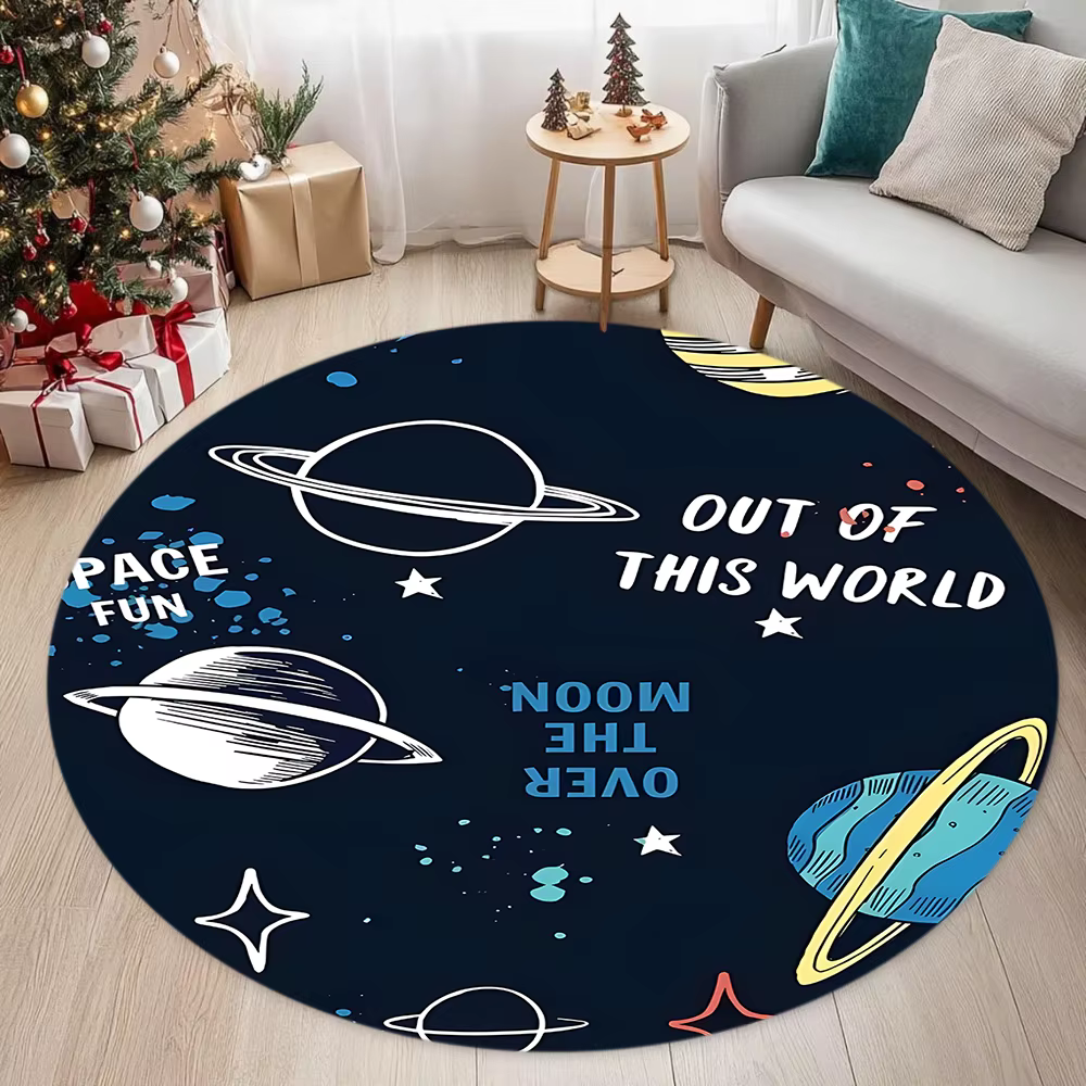 Tapis rond sur le thème de l'espace