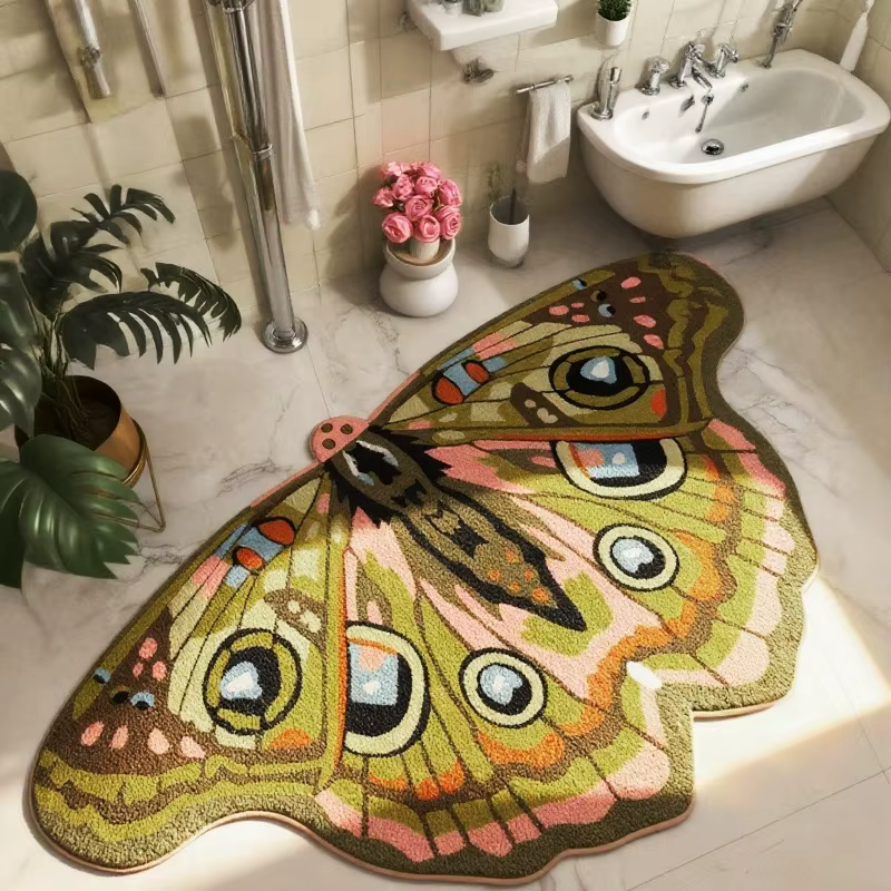 Tapis papillon de décoration de chambre à coucher de forme irrégulière