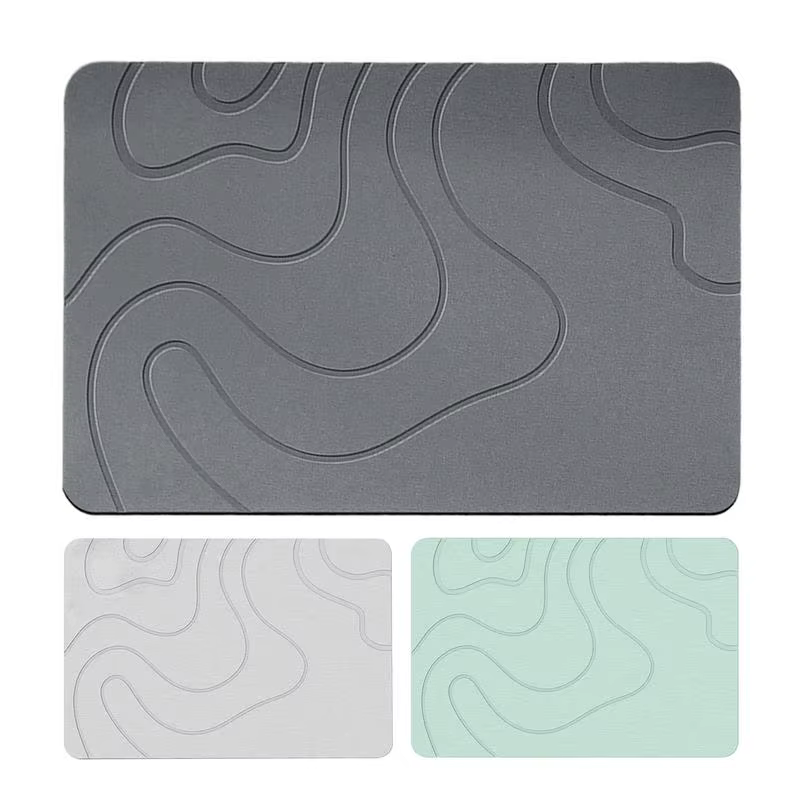 Tapis de bain en pierre de diatomite, tapis antidérapant pour porte de toilette, tapis d'entrée absorbant à séchage rapide