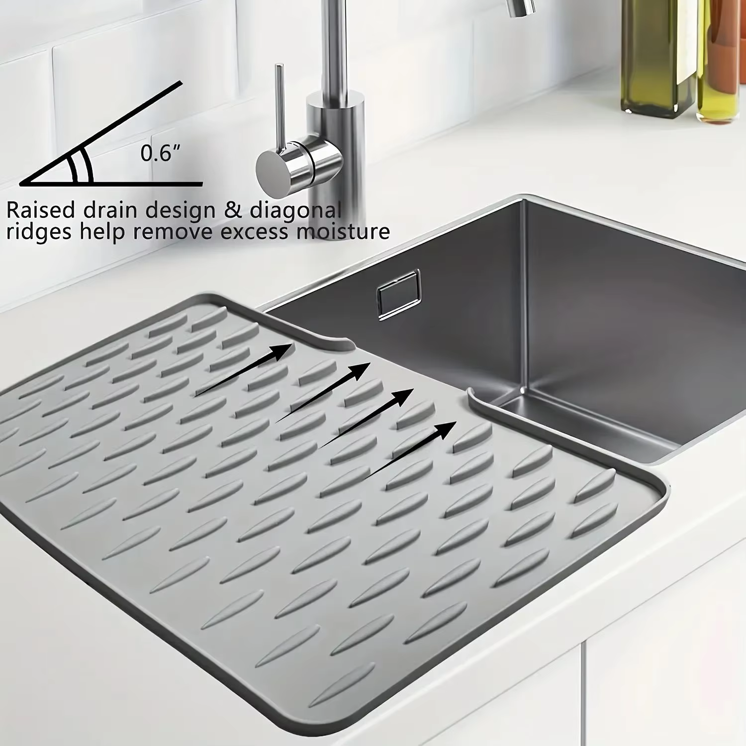 Tapis de drainage en silicone pour cuisine avec design