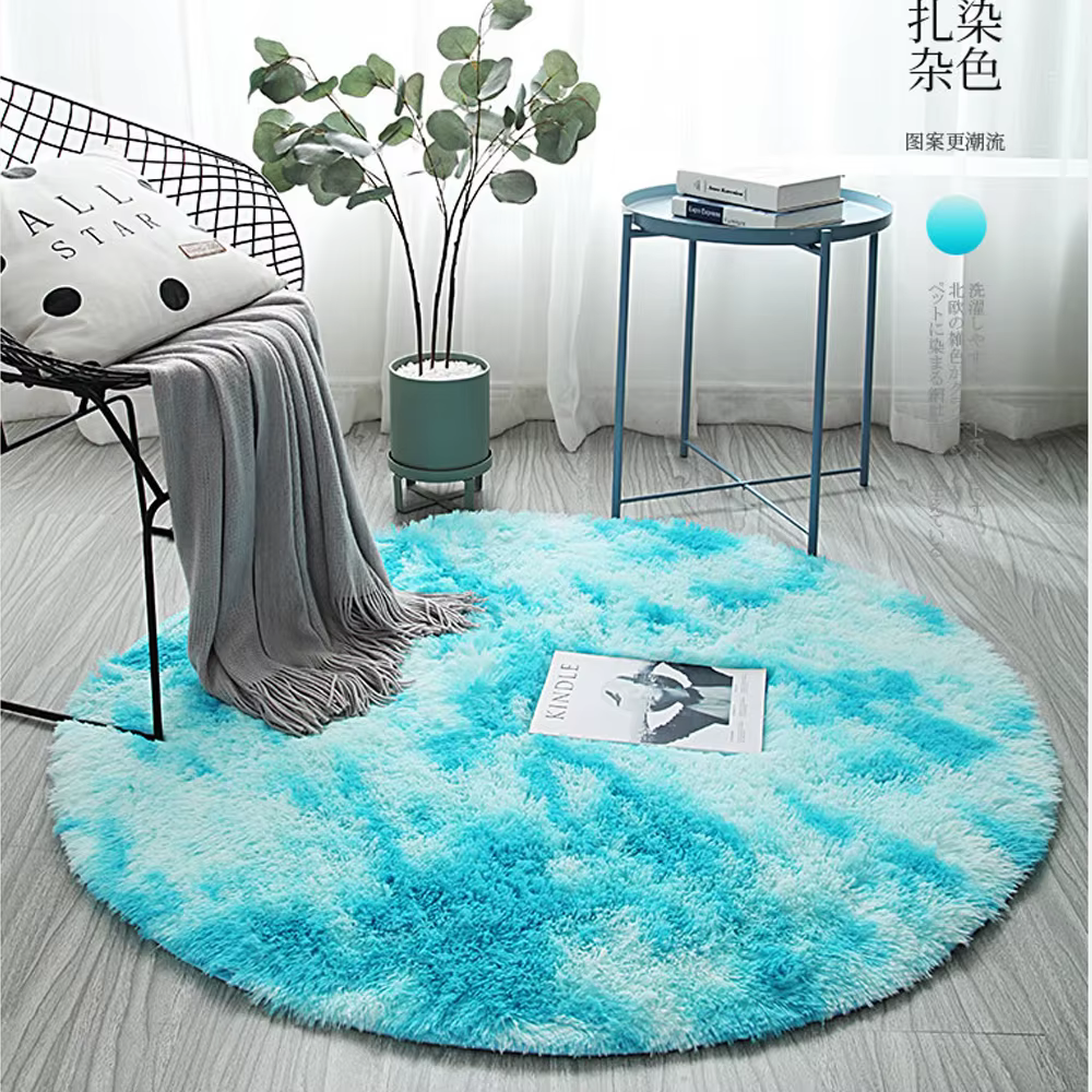 Tapis de chambre rond à cheveux longs