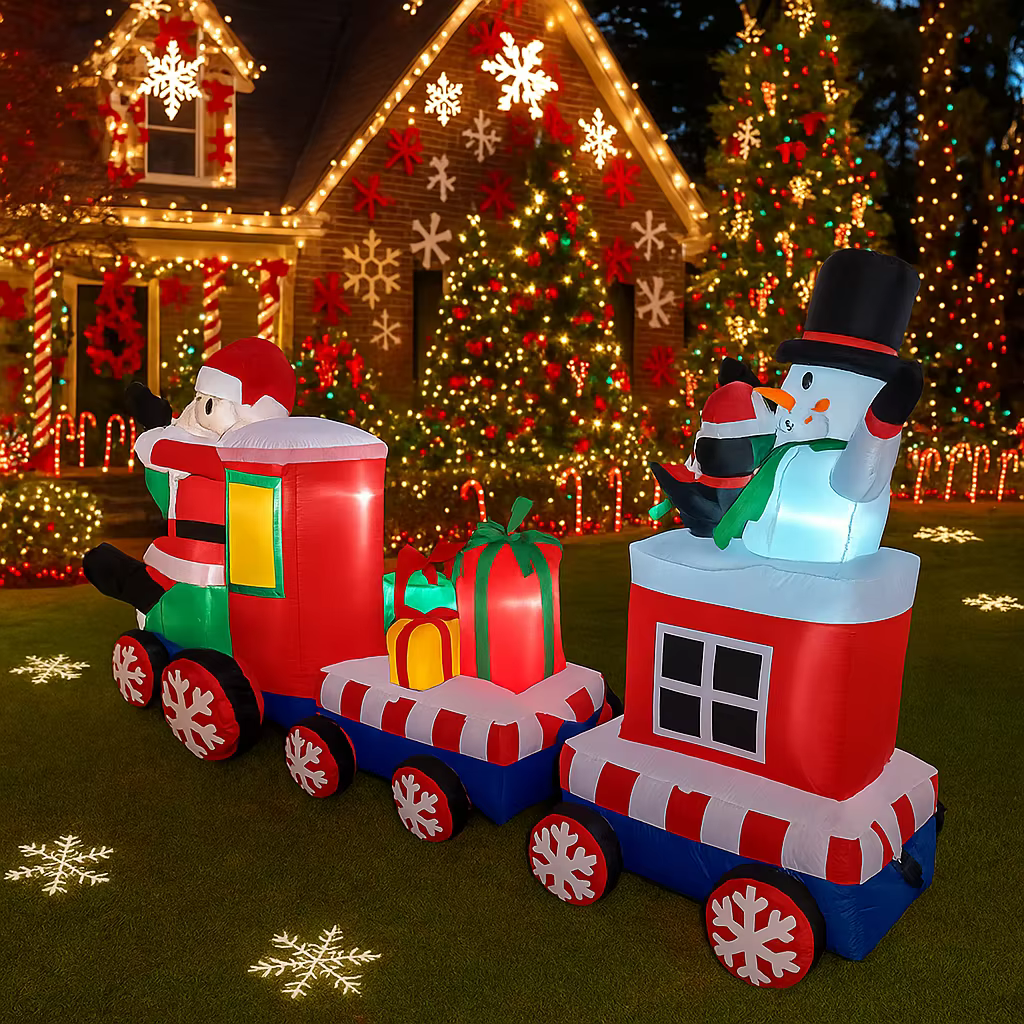 Train gonflable du père noël
