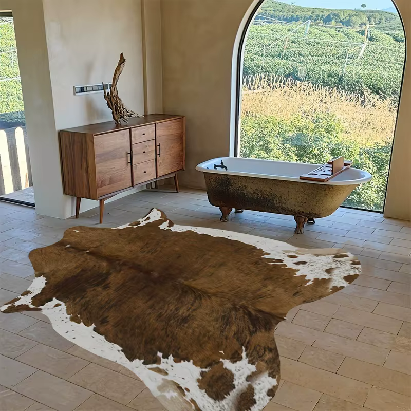 Tapis en peau de vache imprimé vache