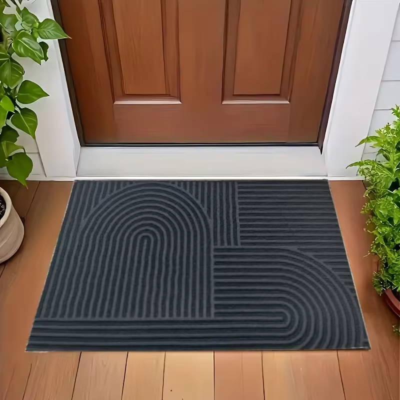 Tapis d'entrée simple antidérapant pour porche, tapis de sol tricolore lavable pour intérieur et extérieur, décoration de la maison