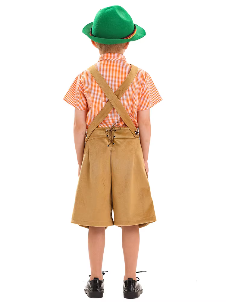 Costume d'Oktoberfest pour garçons, tenue de carnaval de bière, pantalon court marron, chemise, tenue 2 pièces pour garçon, 2025