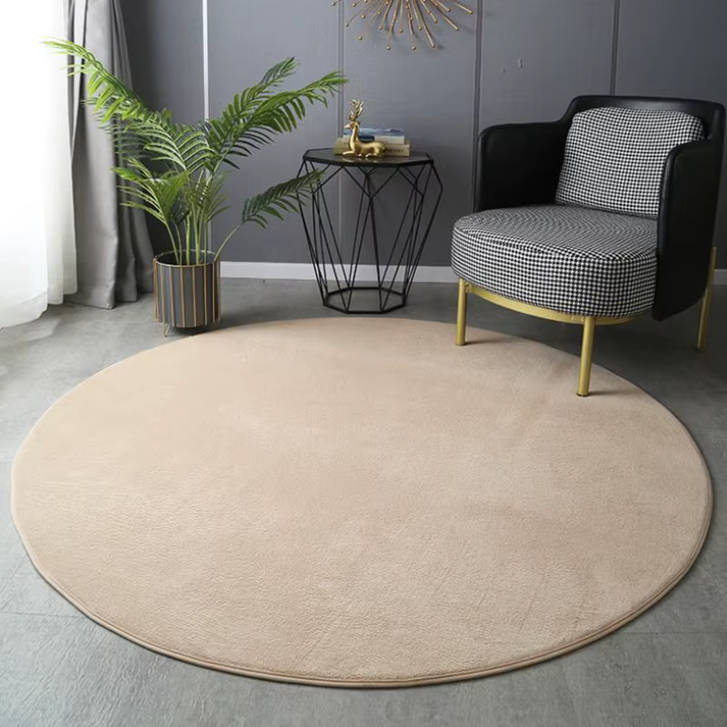 Tapis rond en velours de corail gris