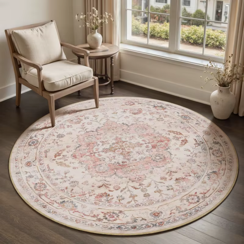 VIKAMA Tapis rond vintage européen