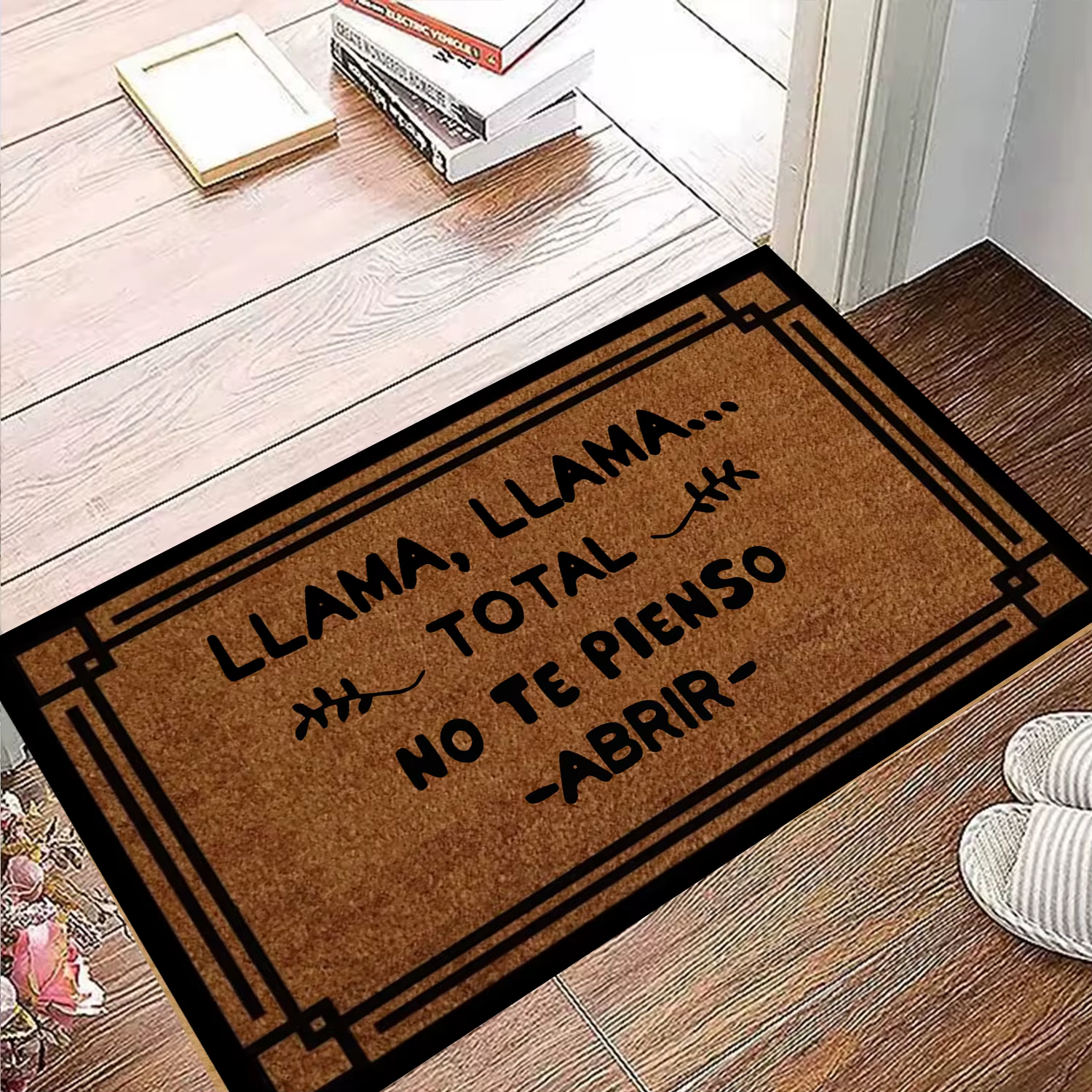 LLAMA LLAMA TOTAL NO TE PIENSO ABRIR Paillasson d'entrée humoristique et original en caoutchouc durable
