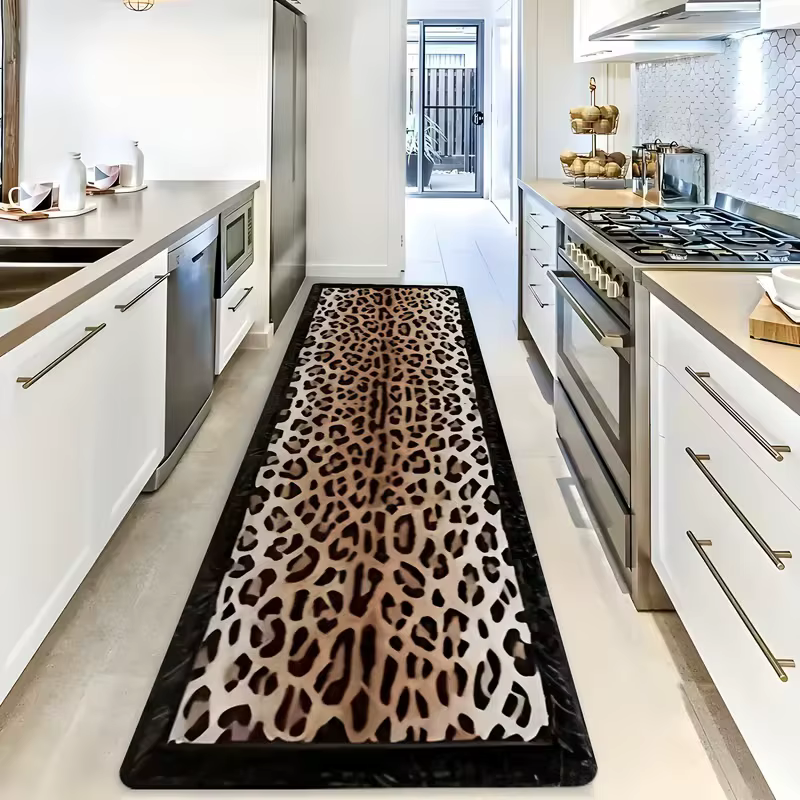 Tapis résistant aux taches imprimé léopard