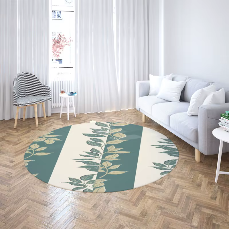Tapis circulaire vintage à motif floral losanges