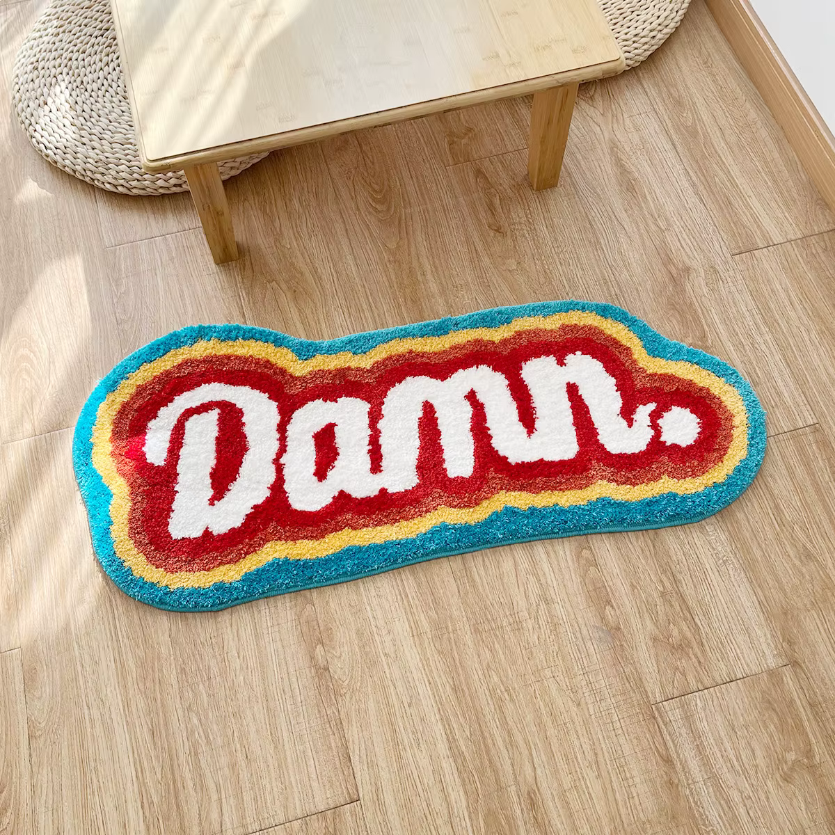 Lettre élément tapis arc-en-ciel moelleux touffeté