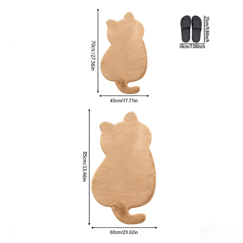 Tapis en fausse fourrure de lapin en forme de chat