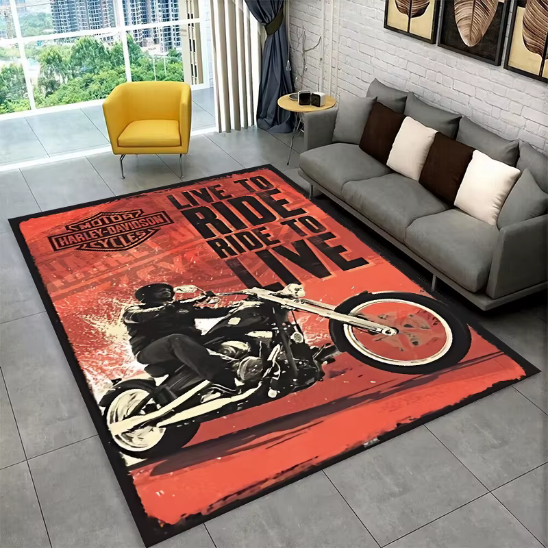 Tapis antidérapant rétro H-Harleys Racing Moto pour salon