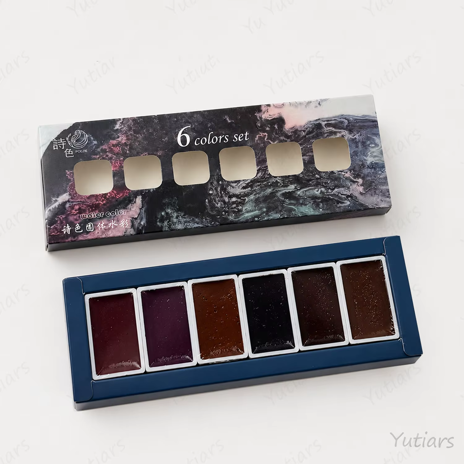 Ensemble de peinture à l'aquarelle perlée 6 couleurs, palette de pigments scintillants superposés pour le journal artistique, la calligraphie, les fournitures de peinture DIY