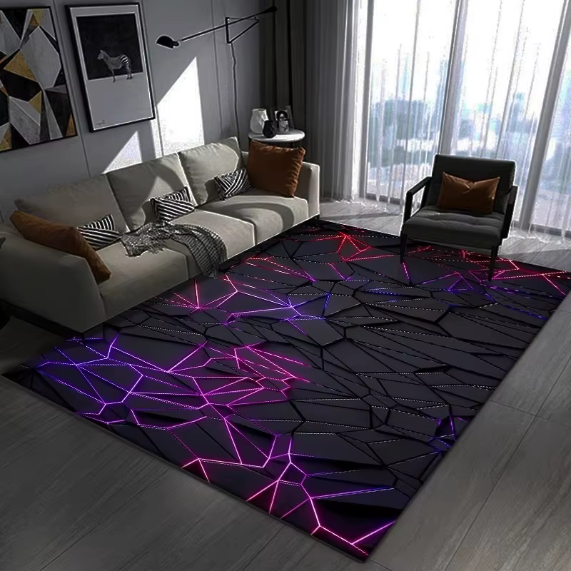 Tapis 3D éblouissant à motif de géométrie visuelle