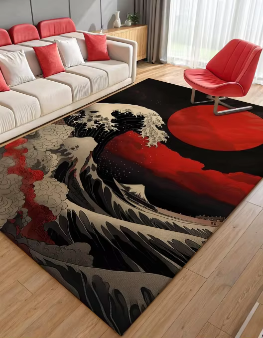 Tapis japonais à motif de vagues