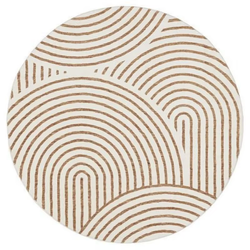 Tapis rond médaillon persan vert foncé et terre cuite