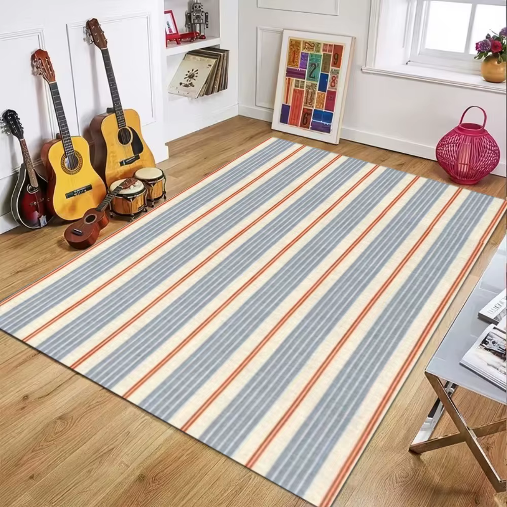 Tapis de sol moderne et doux à rayures marron