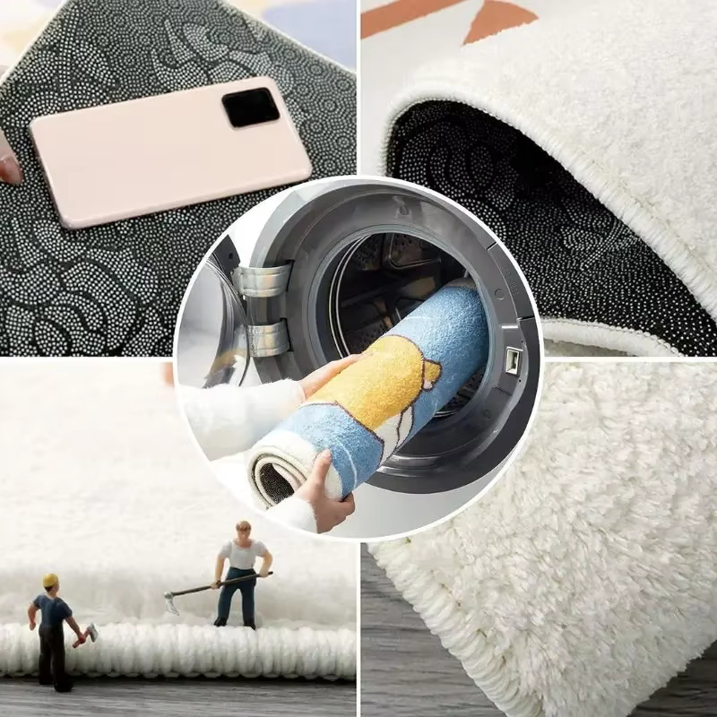 Tapis de sol créatif rond rayé noir et blanc VIKAMA