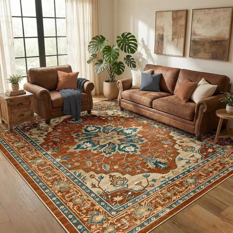 Tapis d'appoint vintage oriental persan à motifs floraux