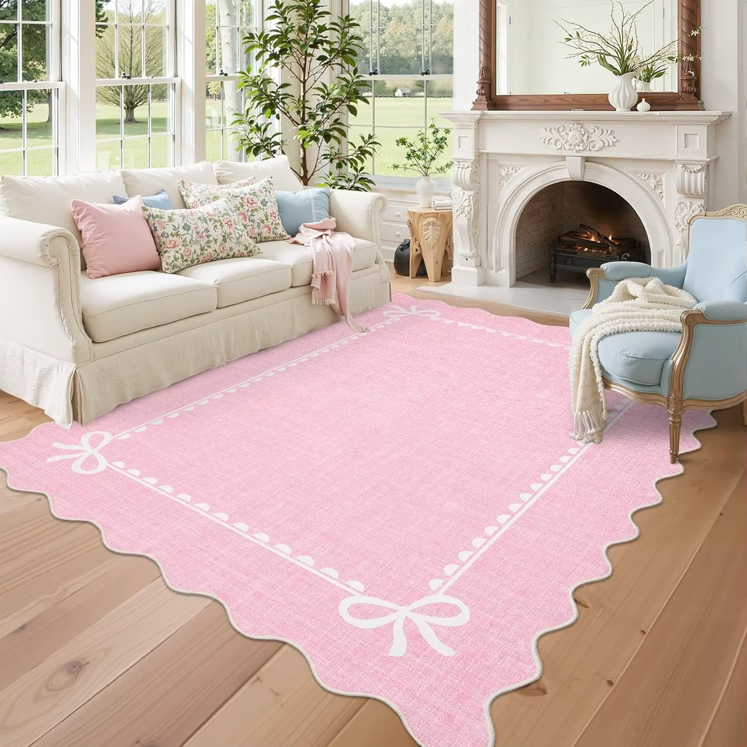 Tapis rose pour salon, chambre à coucher