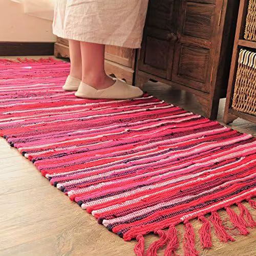 Tapis et tapis à pampilles rétro en tissu de coton