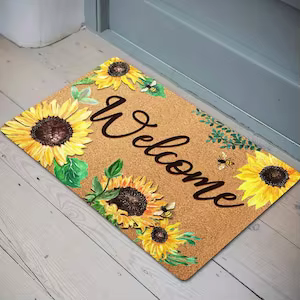 Tapis de bienvenue tournesol motif aquarelle