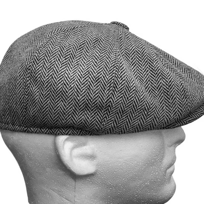 Bérets pour hommes style chevrons, rétro, en feutre de laine, mode décontractée, bérets plats