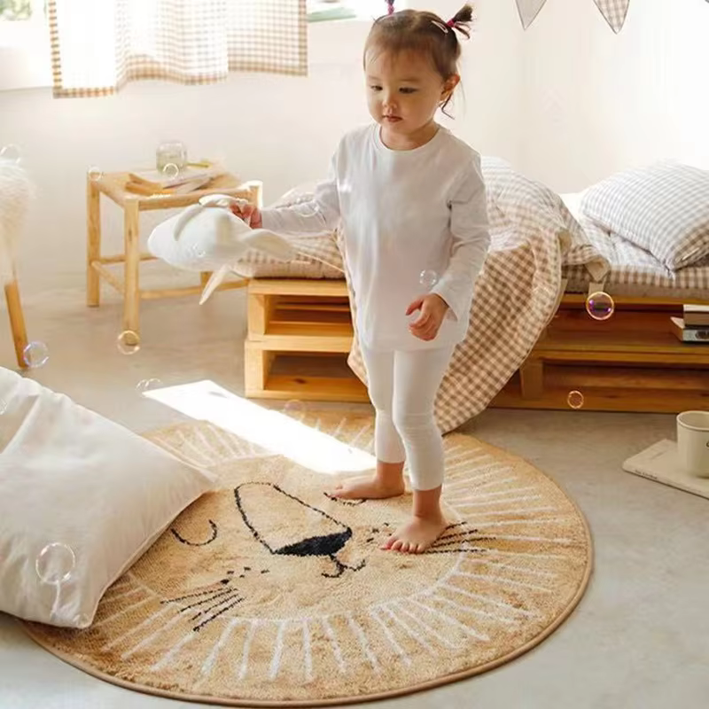 Tapis de sol rond en peluche pour chambre à coucher