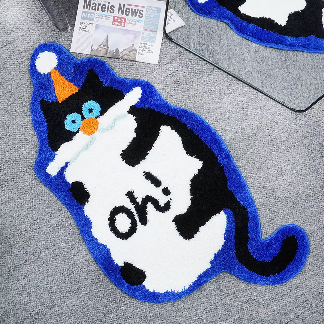 Tapis en peluche chat de dessin animé