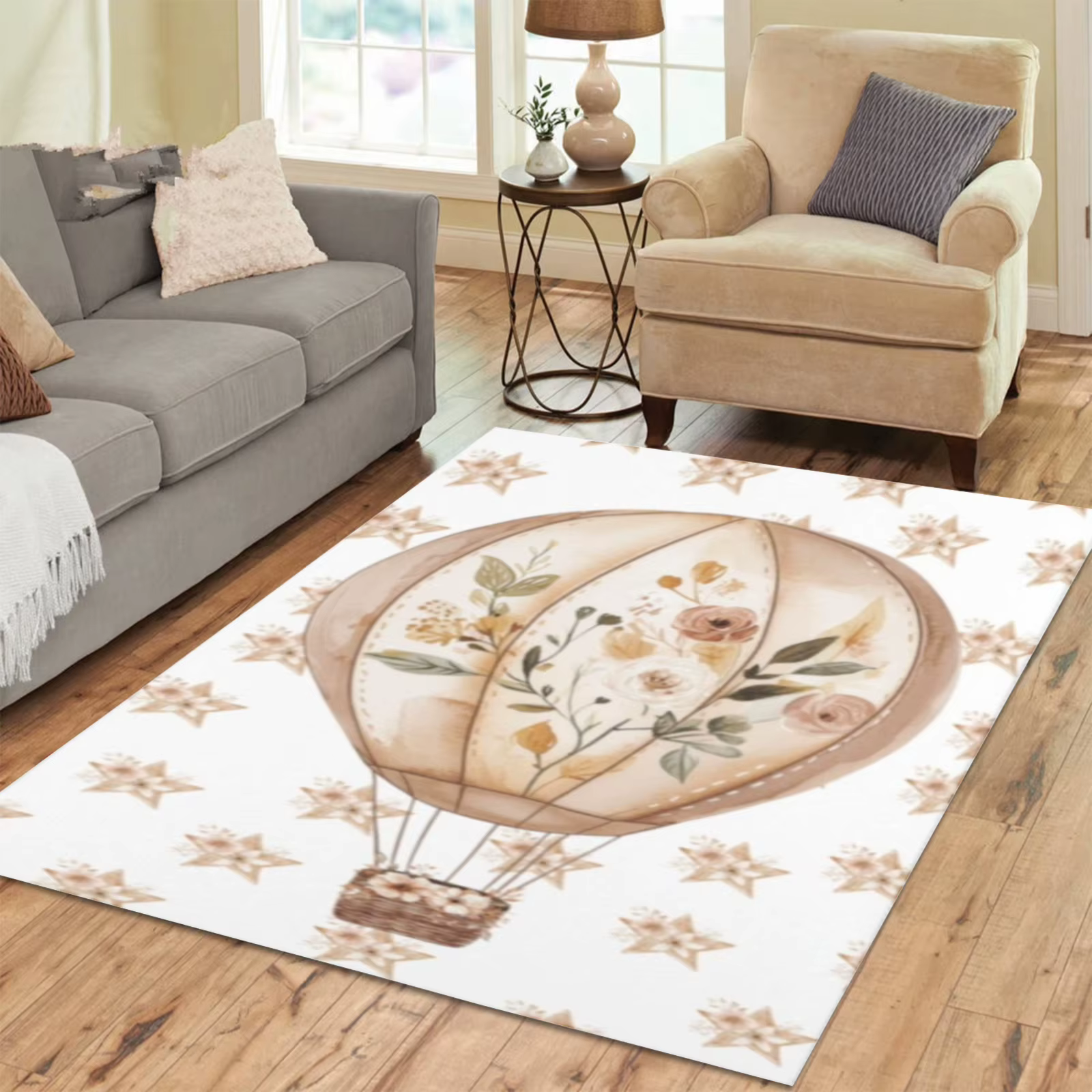 Tapis de pépinière Boho Hot Air Balloon
