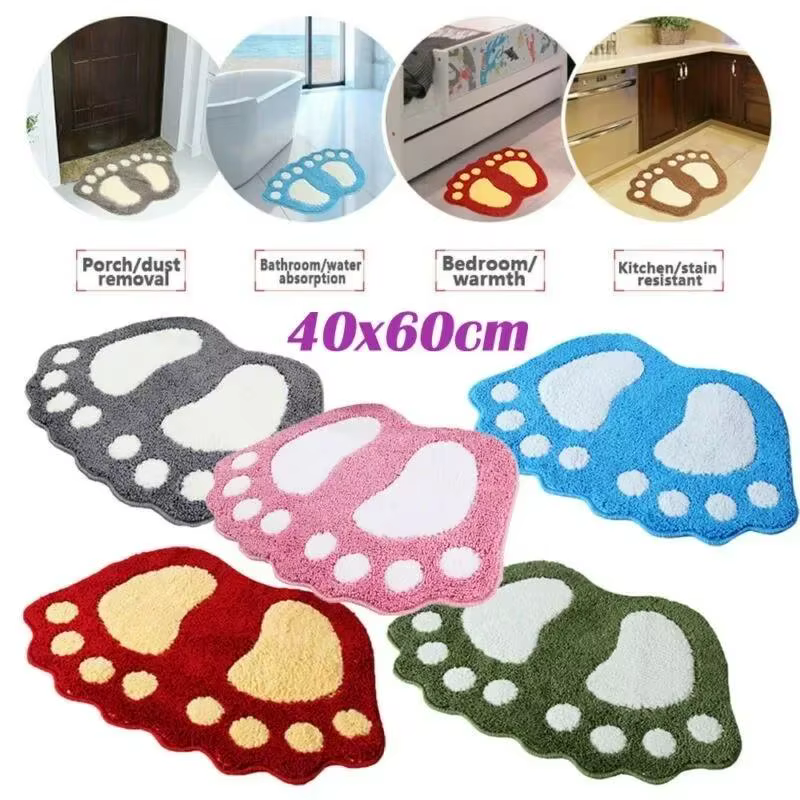 Tapis de bain à gros pieds avec empreintes mignonnes