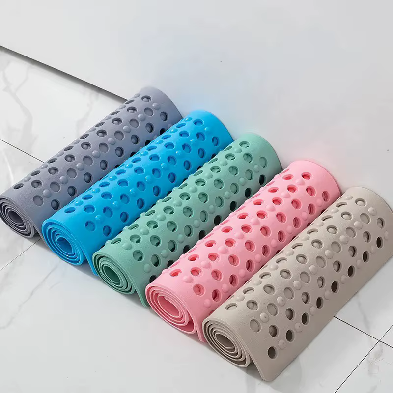 Tapis de bain antidérapant en caoutchouc anti-moisissure avec trous de drainage