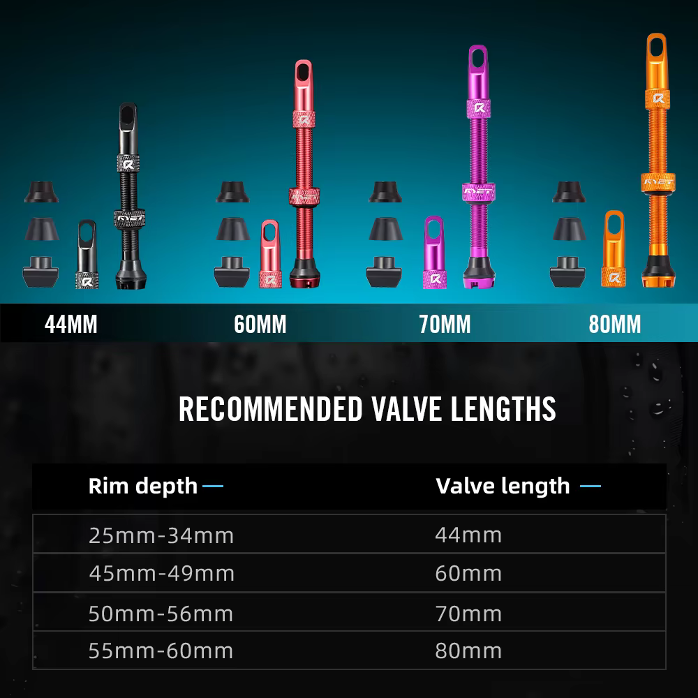 Vannes Tubeless RYET Presta 44/60/70/80mm vannes de vélo Tubeless pour route/vtt, aluminium CNC, noyau de Valve amovible, scellant-Com
